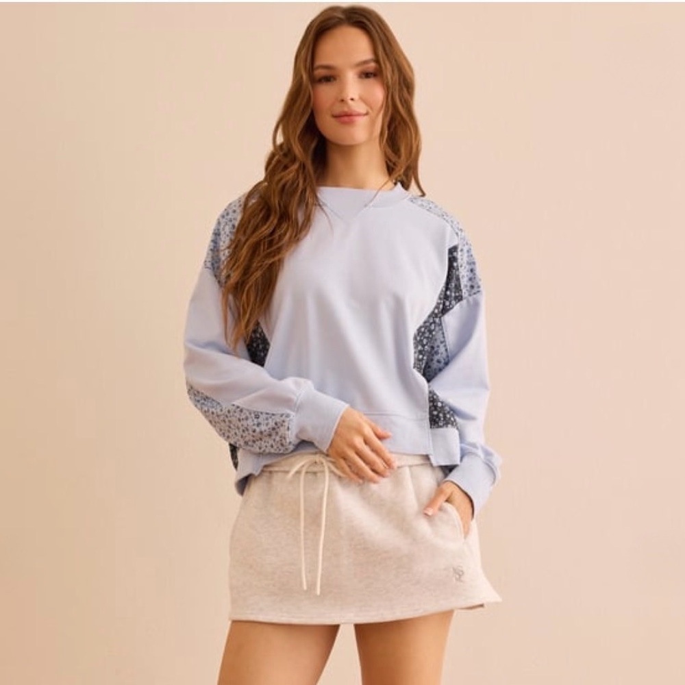 Altar’d State Mixed Media Floral Colorblock Pullover - Picture 3 of 5
